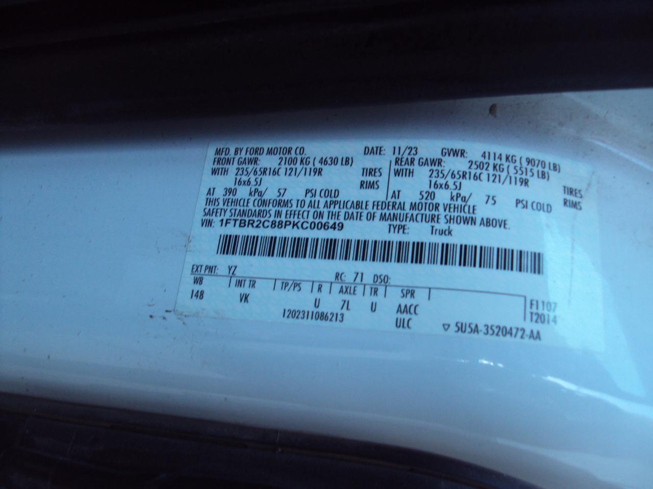 Ford Transit Cargo Van T-250 130" Med Rf 9070 GVWR AWD 2023