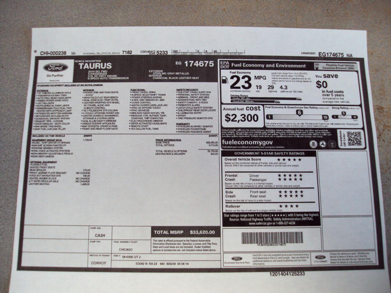 Ford Taurus 4dr Sdn SEL FWD 2014