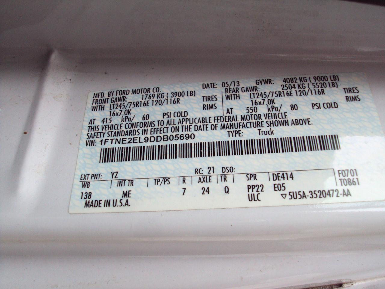 Ford Econoline Cargo Van E-250 Recreational 2013