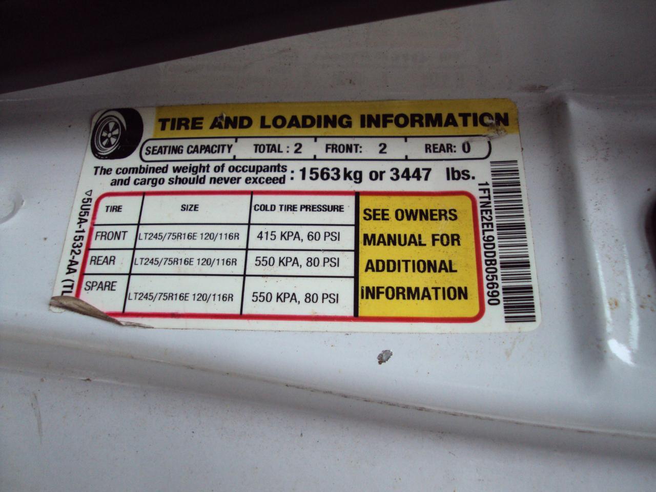 Ford Econoline Cargo Van E-250 Recreational 2013