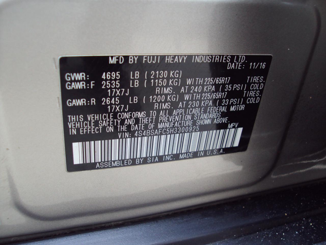 Subaru Outback 2.5i Premium 2017