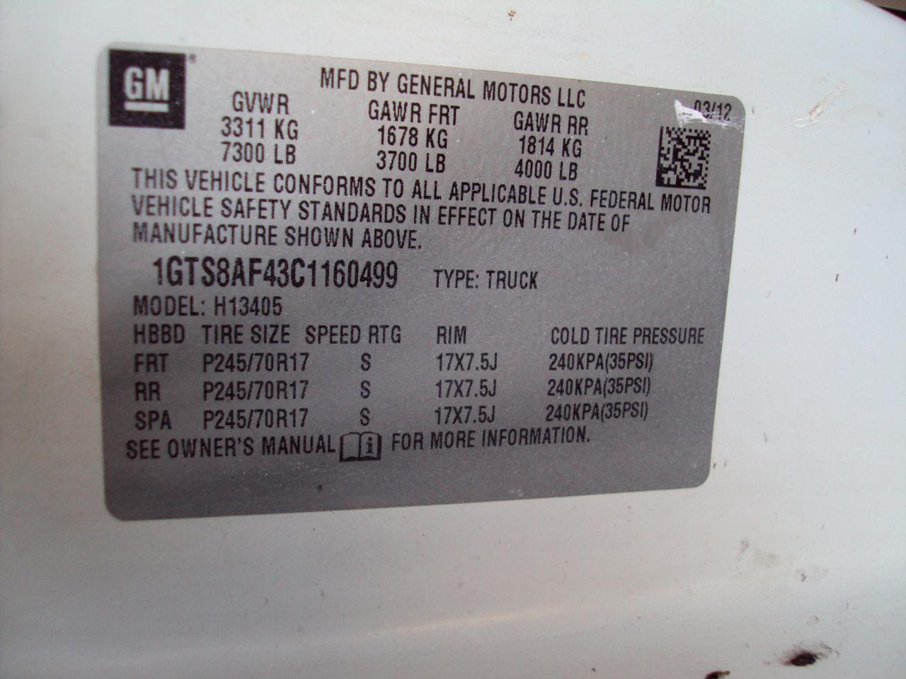 GMC Savana Cargo Van AWD 1500 135" 2012