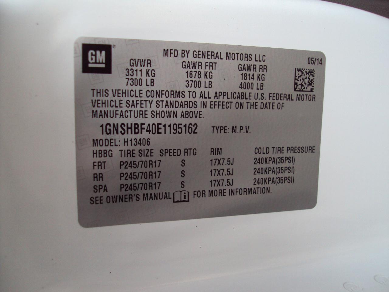 Chevrolet Express Passenger AWD 1500 135" LS 2014