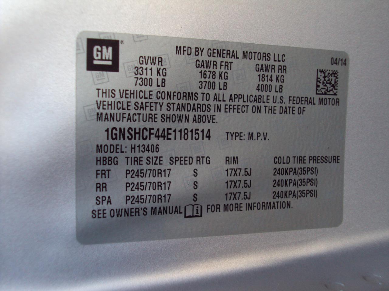 Chevrolet Express Passenger AWD 1500 135" LT 2014