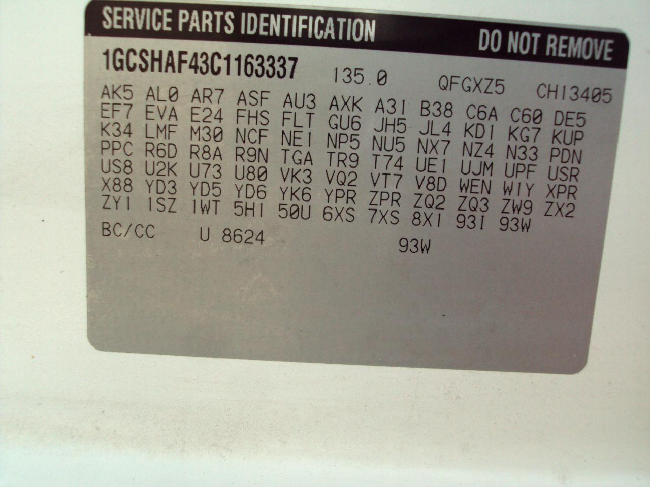Chevrolet Express Cargo Van AWD 1500 135" 2012