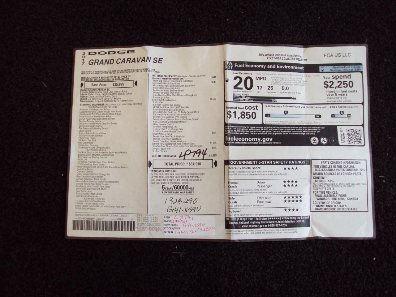 Dodge Grand Caravan SE Wagon 2017