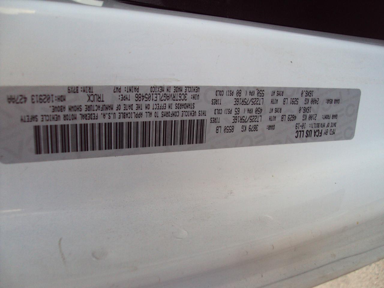 RAM ProMaster Cargo Van 1500 Low Roof 136" WB 2020