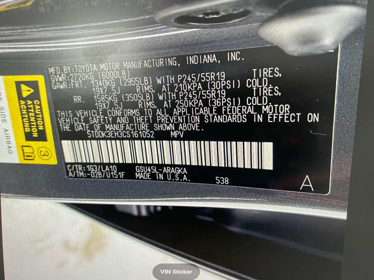 Toyota Highlander 4WD 4dr V6 Limited (Natl) 2012