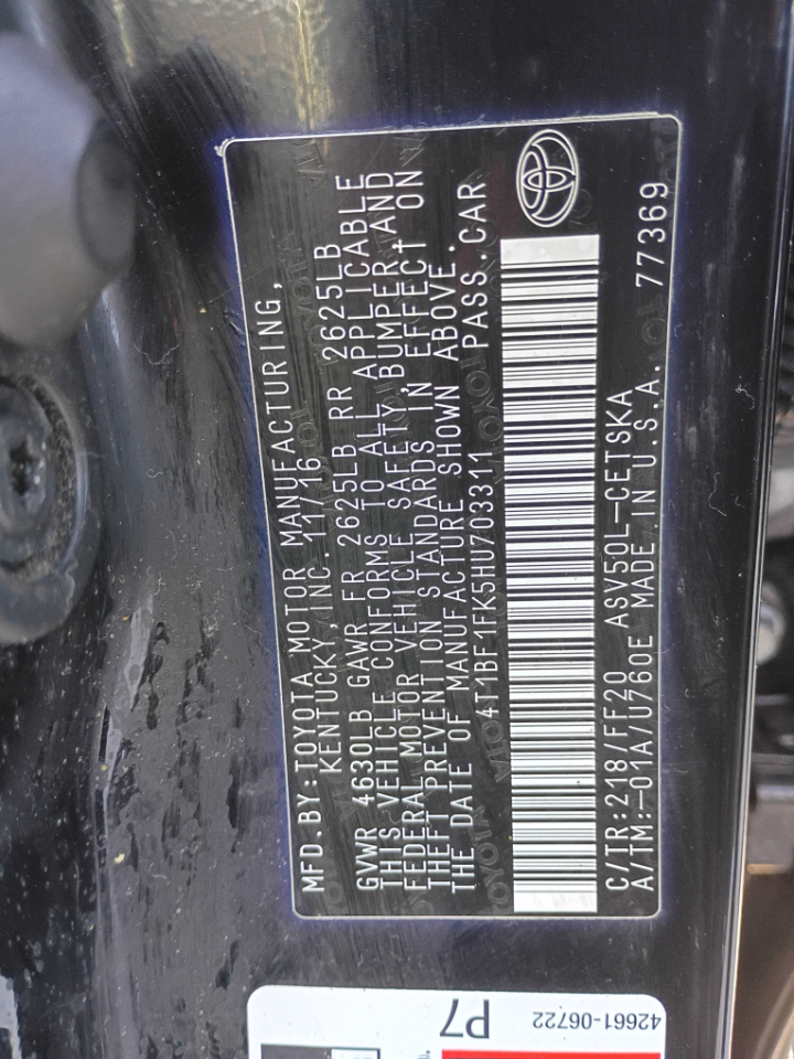 Toyota Camry SE 2017 Toyota Camry SE 2017
