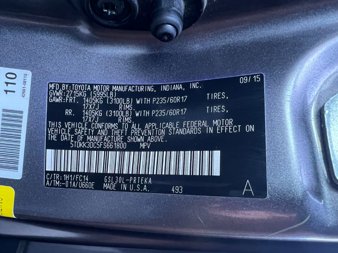 Toyota Sienna LE FWD 8-Passenger V6 2015 Toyota Sienna LE FWD 8-Passenger V6 2015