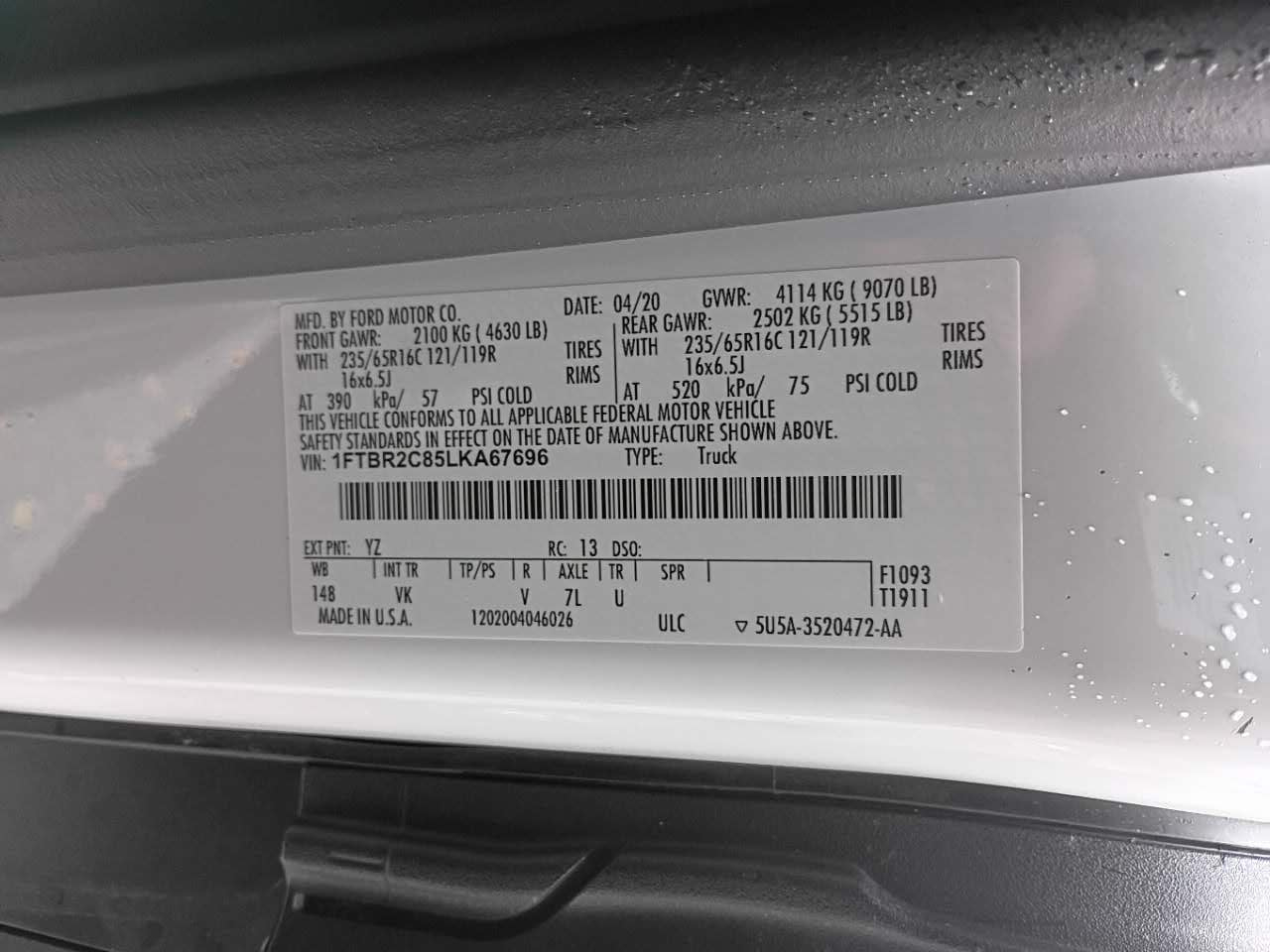 Ford Transit 250 Van Med. Roof w/Sliding Pass. 148-in. WB 2020 Ford Transit 250 Van Med. Roof w/Sliding Pass. 148-in. WB 2020