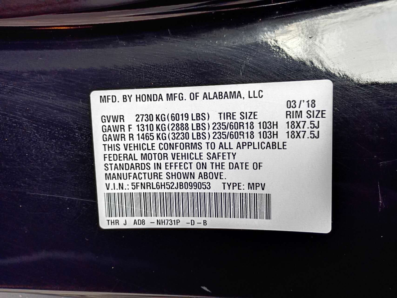 Honda Odyssey EX 2018