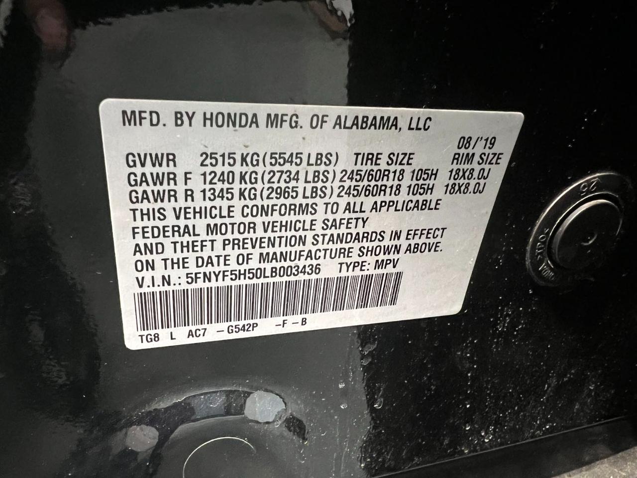 Honda Pilot EXL 2WD 2020