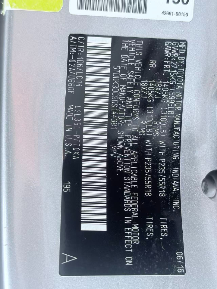 Toyota Sienna Limited AWD 7-Passenger V6 2016