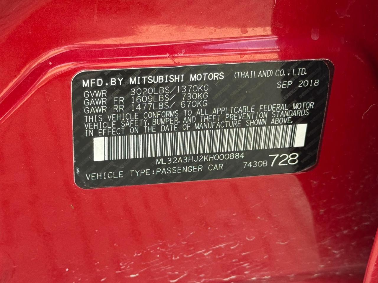 Mitsubishi Mirage  2019