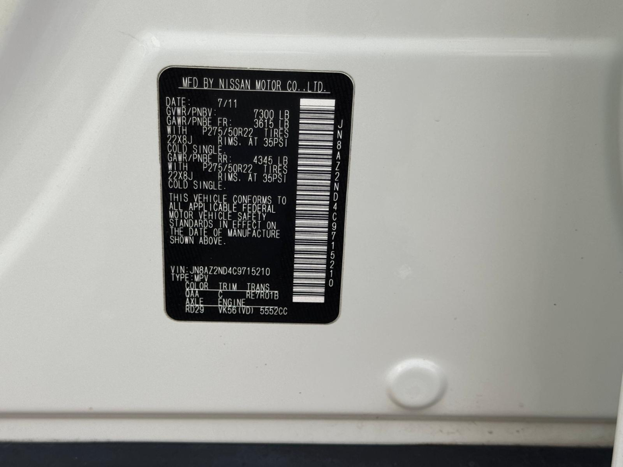 Infiniti QX56 2WD 2012