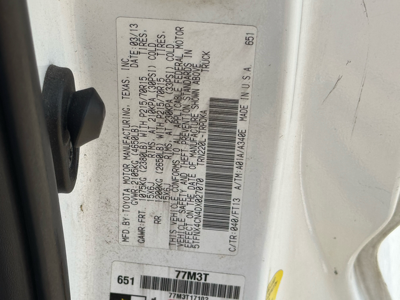 Toyota Tacoma Regular Cab 2WD 2013