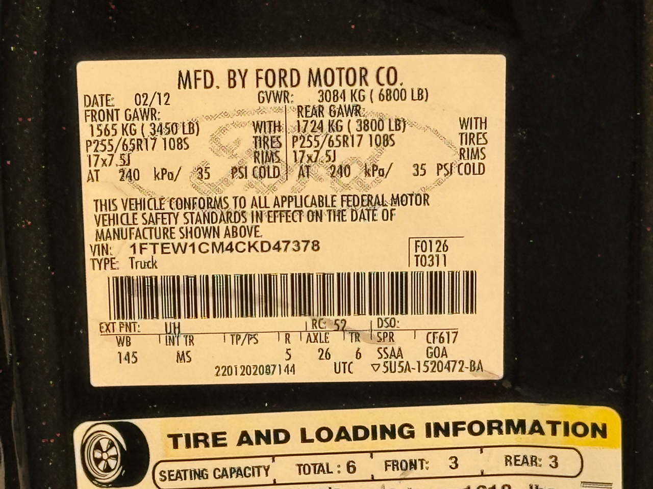 Ford F-150 2WD SuperCrew 150" XLT 2012