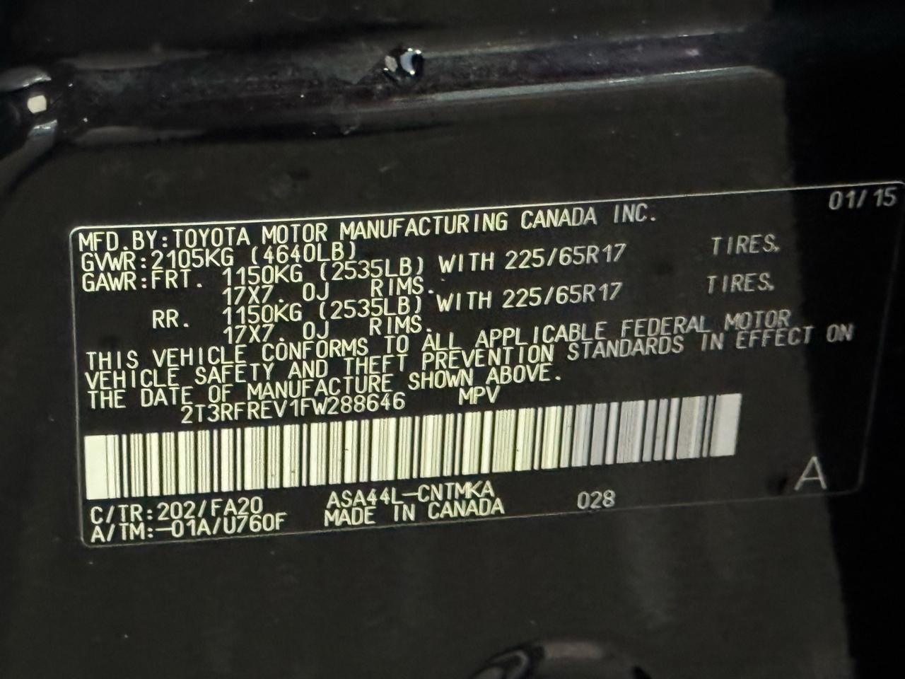 Toyota RAV4 XLE AWD 2015