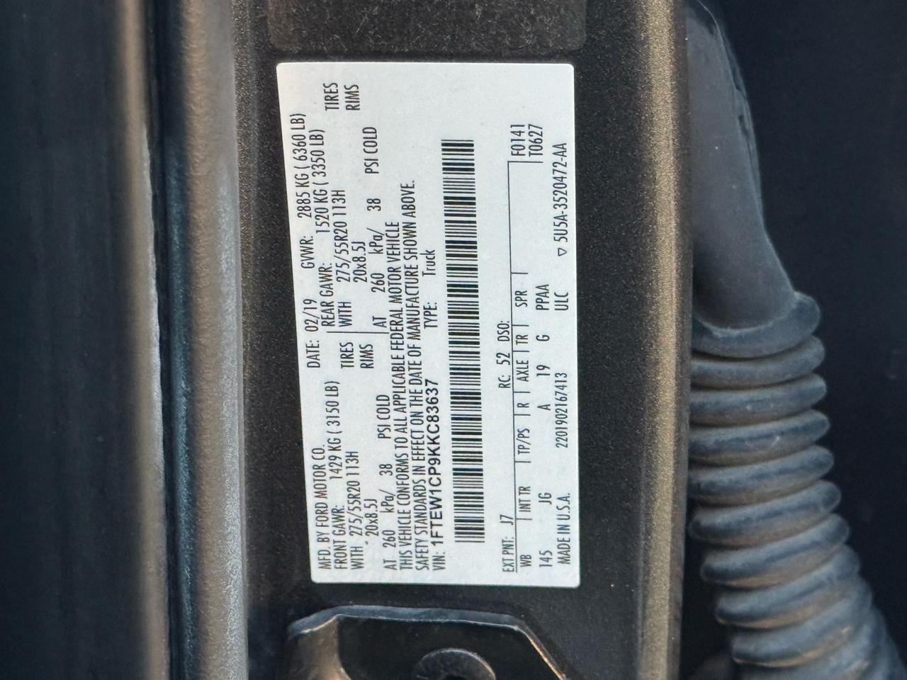 Ford F-150 2WD SuperCab 133" STX 2019