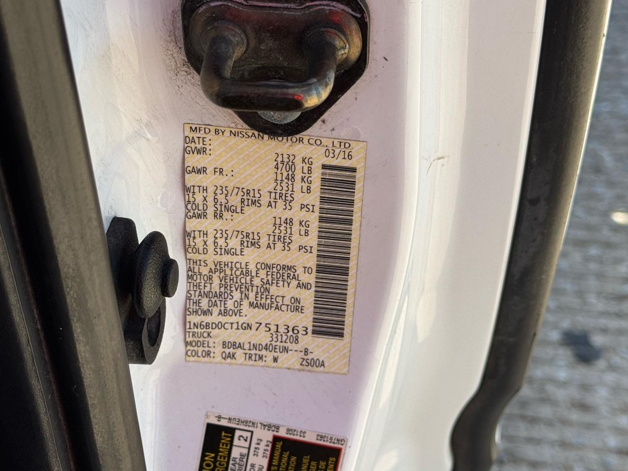 Nissan Frontier SV King Cab I4 5MT 2WD 2016