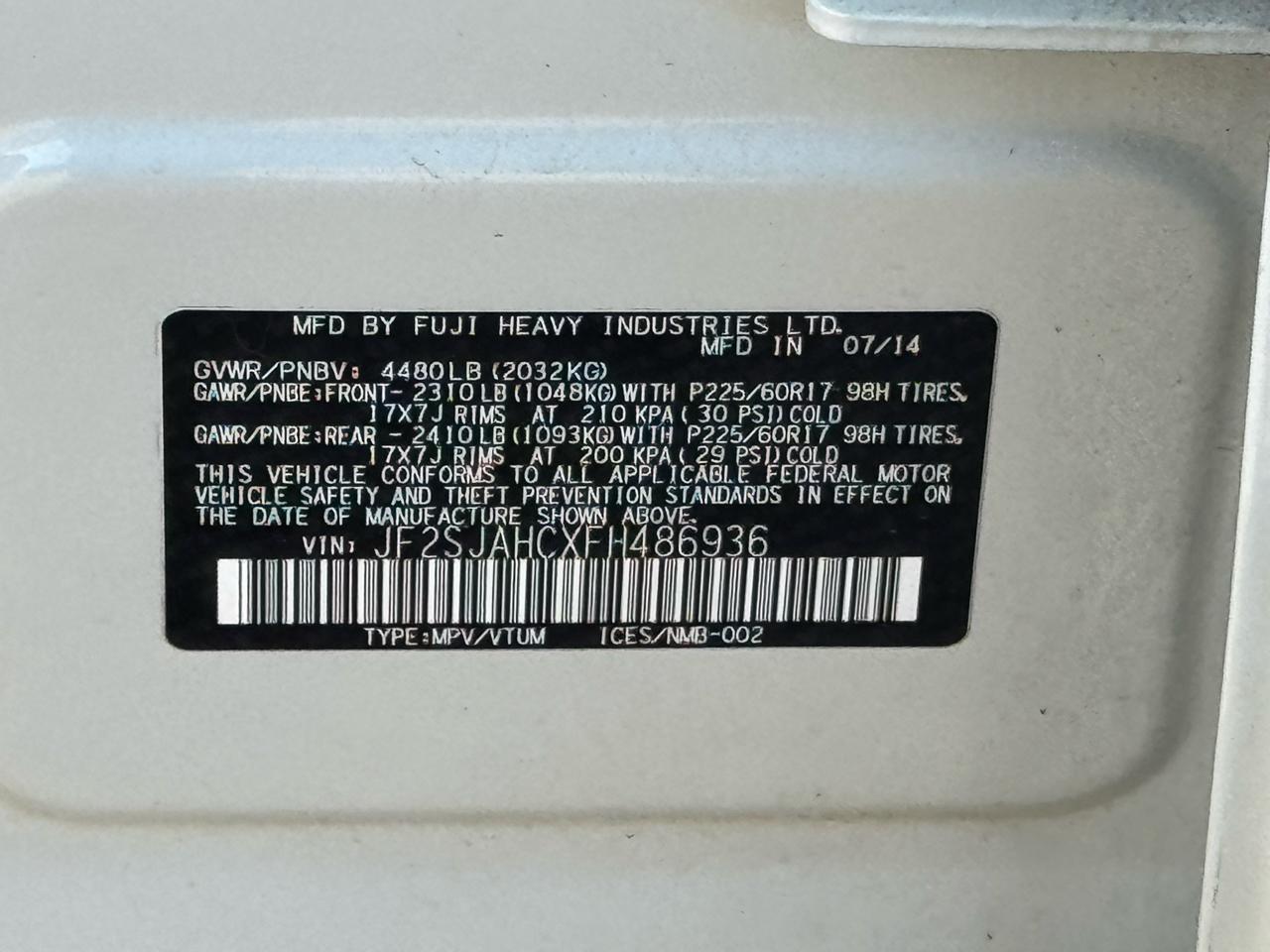 Subaru Forester 2.5i Limited 2015