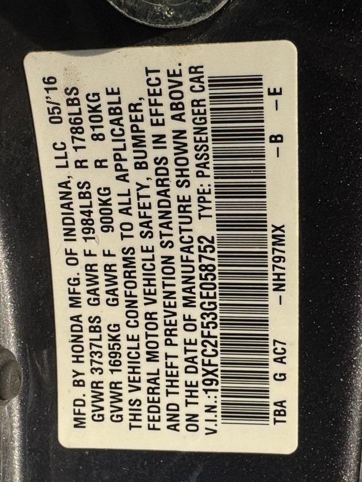 Honda Civic LX Sedan CVT 2016