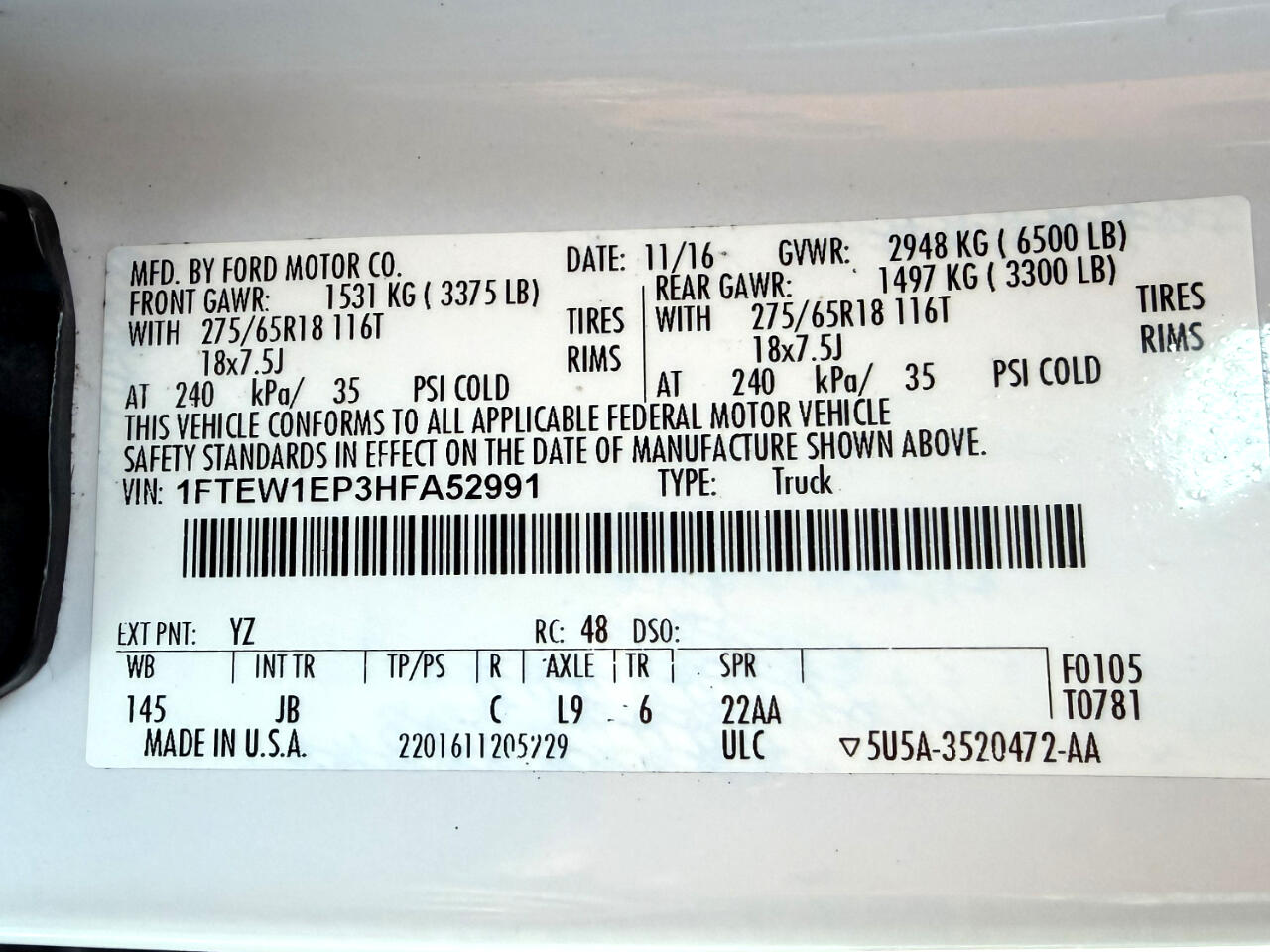 Ford F-150 XLT SuperCrew 5.5-ft. Bed 4WD 2017