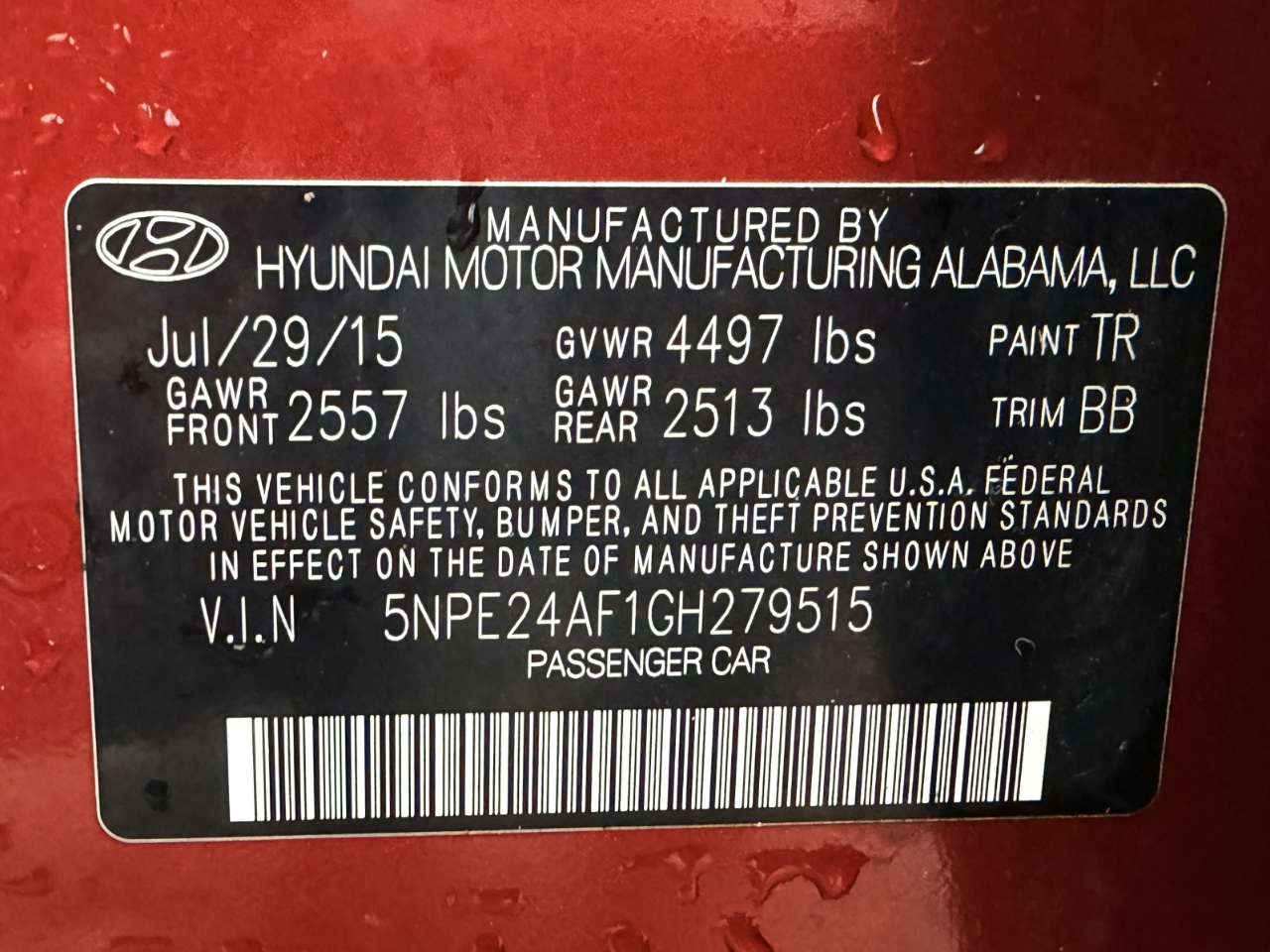 Hyundai Sonata SE 2016