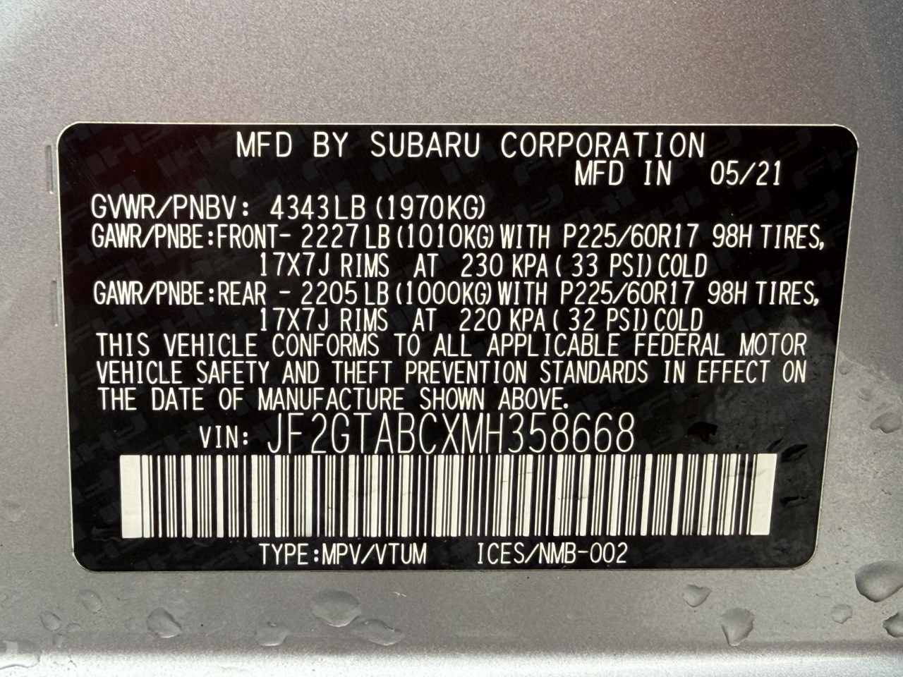 Subaru Crosstrek 2.0i CVT 2021