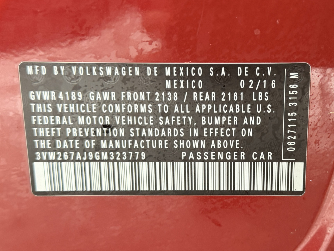 Volkswagen Jetta 1.4T S w/Technology 6A 2016