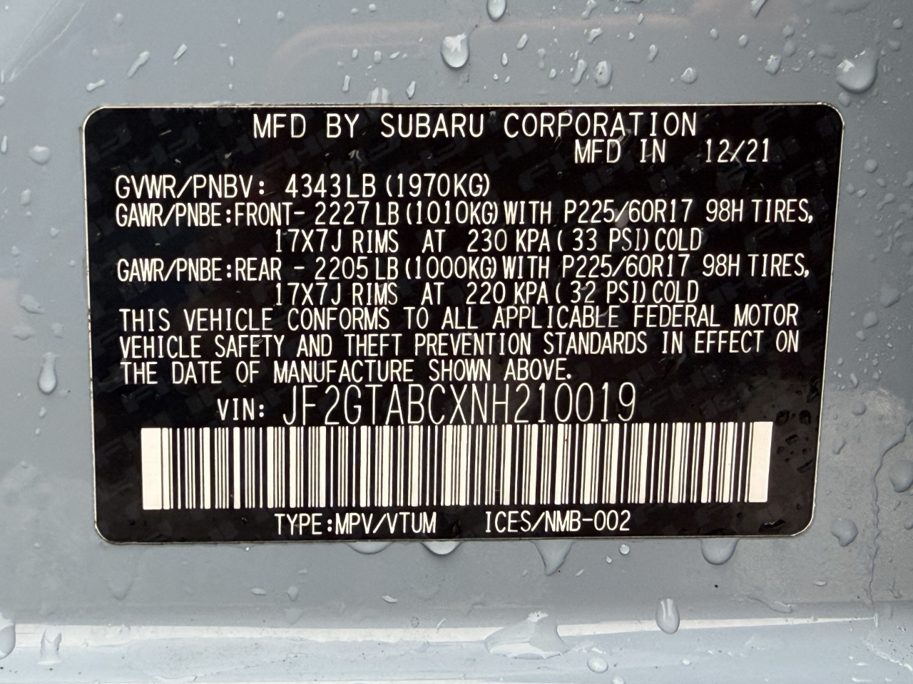 Subaru Crosstrek 2.0i CVT 2022