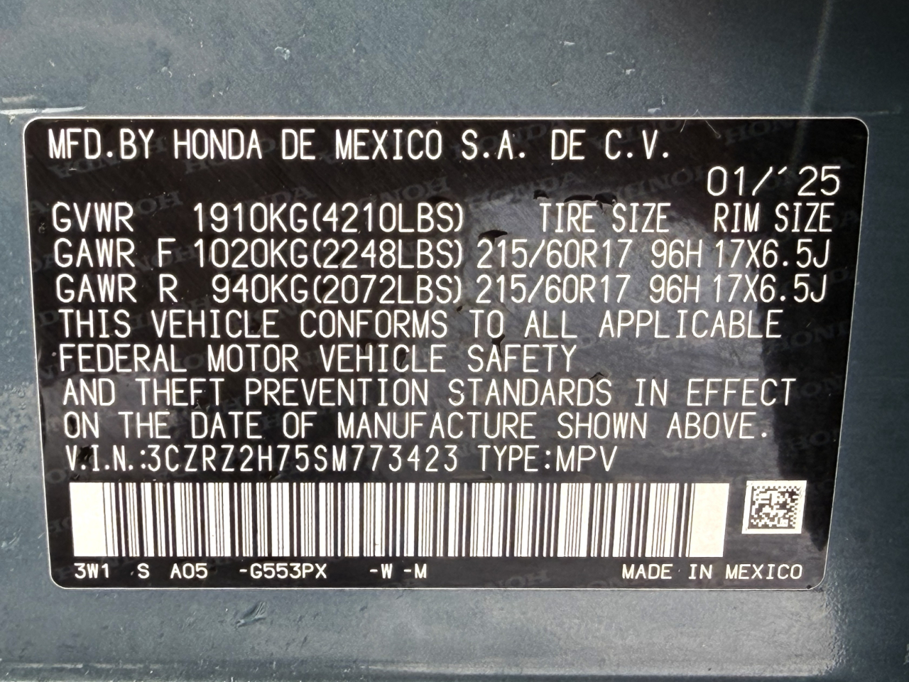 Honda HR-V EX-L AWD 2025