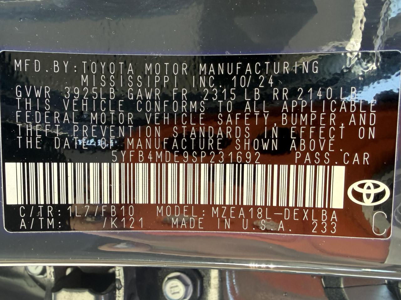 Toyota Corolla LE 2025