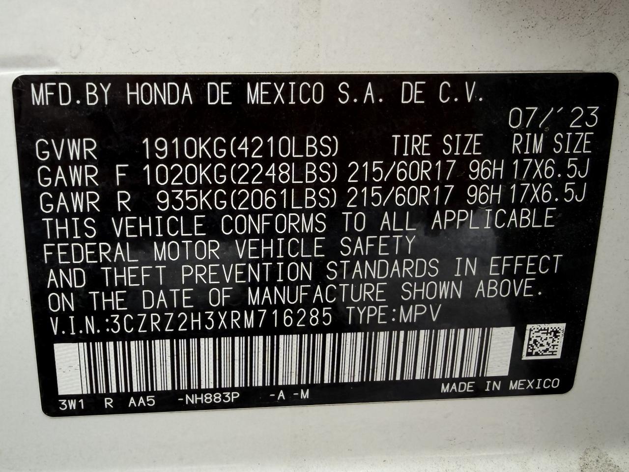 Honda HR-V LX AWD 2024