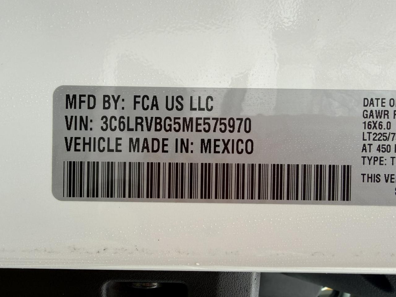 RAM Promaster 1500 High Roof 136-in. WB 2021