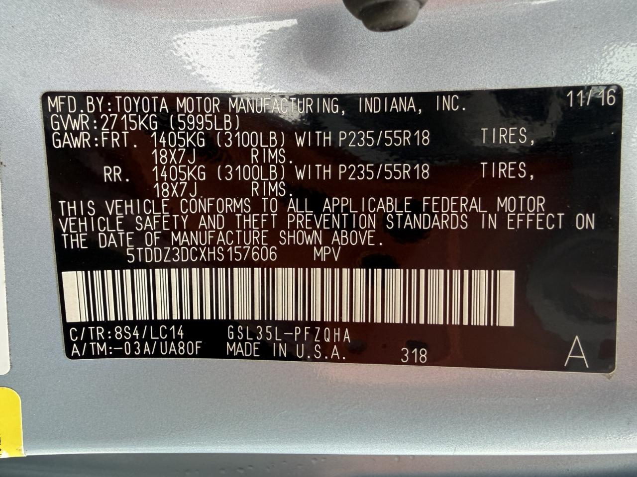 Toyota Sienna XLE 7-Passenger AWD 2017