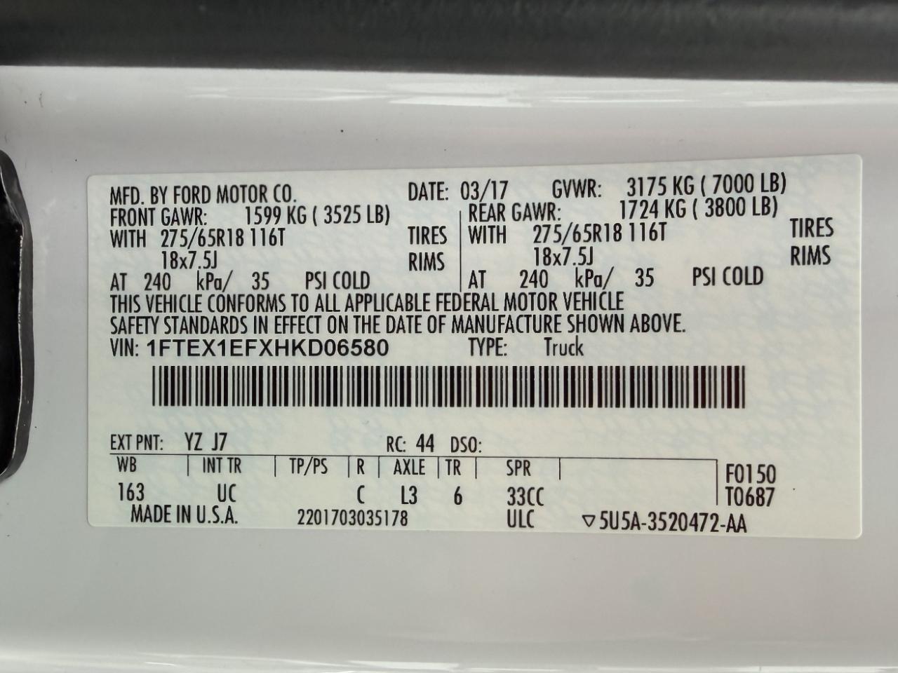 Ford F-150 4WD SuperCab 145" XL 2017