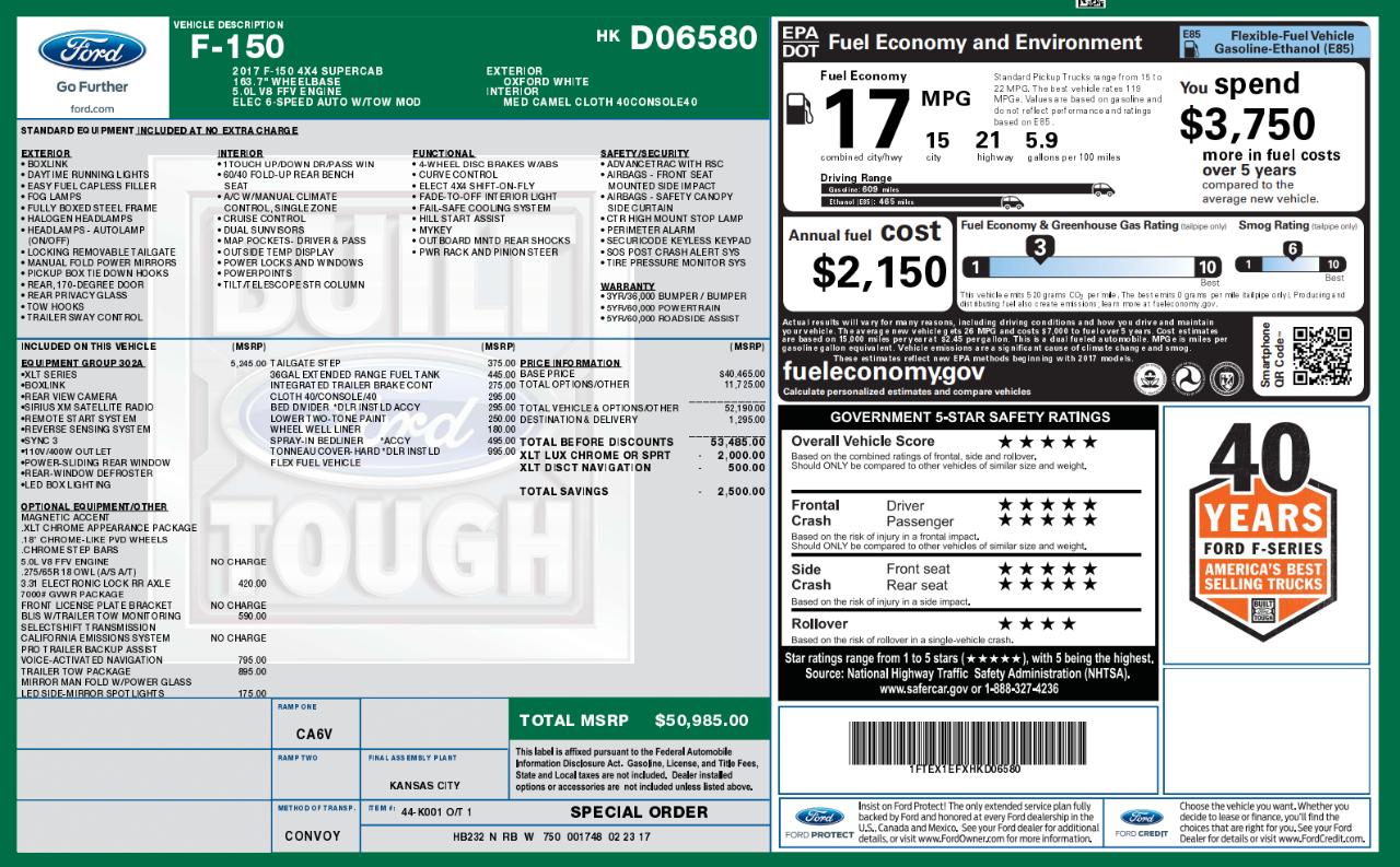 Ford F-150 4WD SuperCab 145" XL 2017