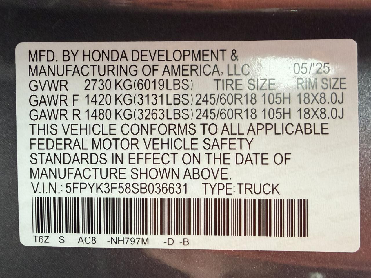 Honda Ridgeline RTL 2025