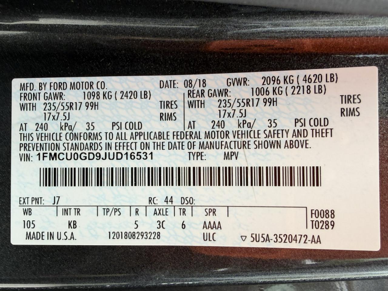 Ford Escape SE FWD 2018