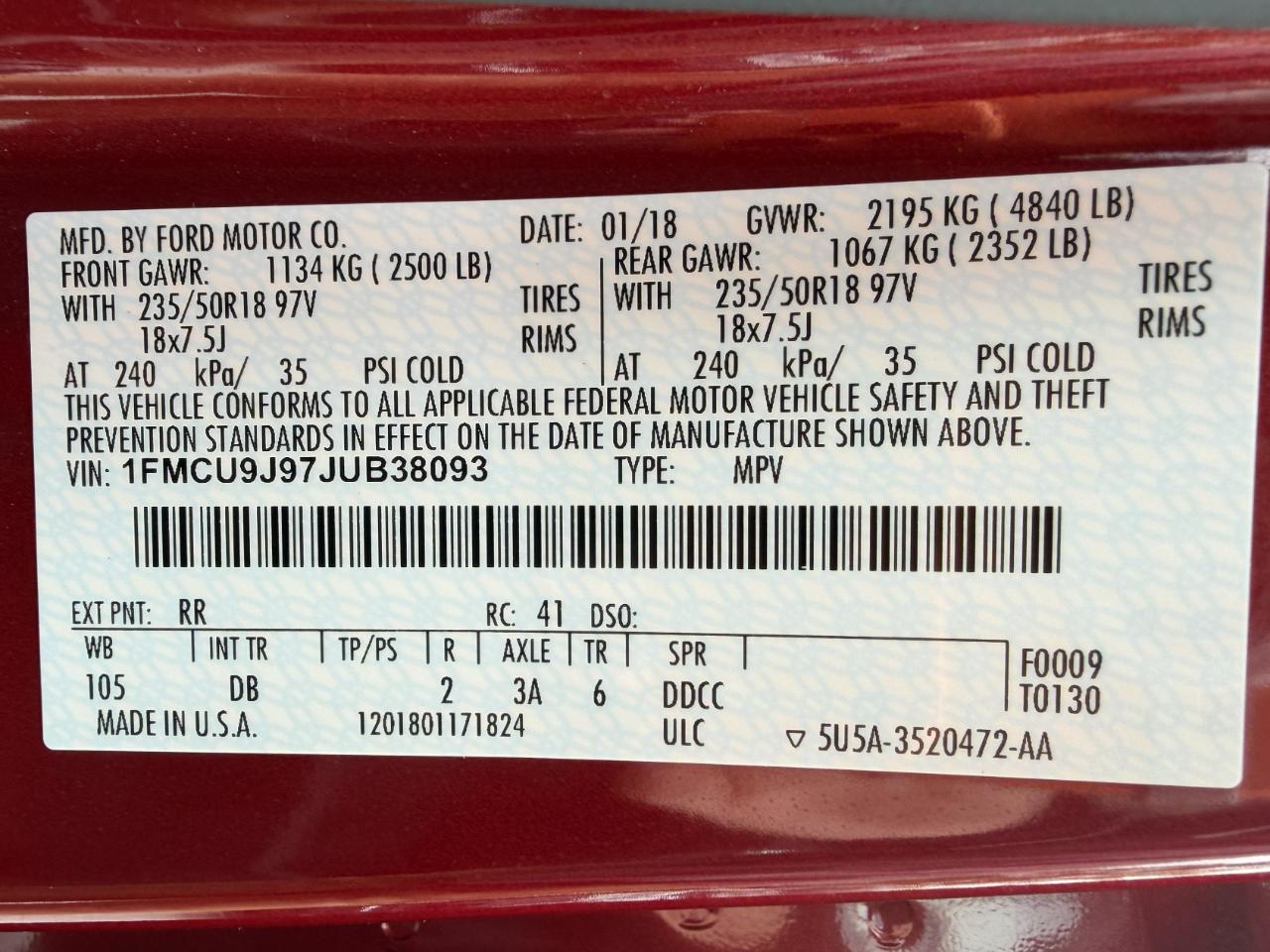 Ford Escape Titanium AWD 2018