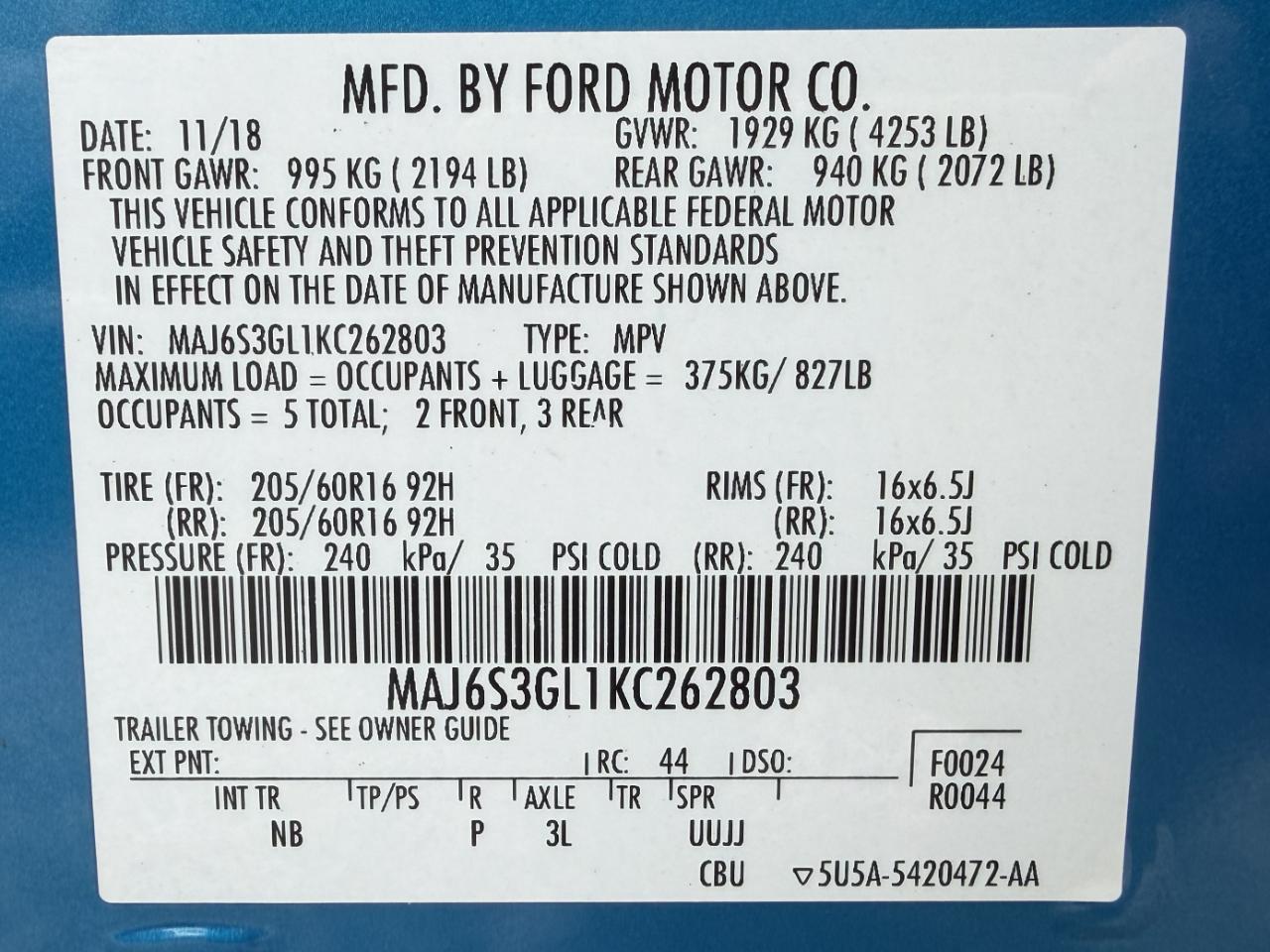 Ford EcoSport SE AWD 2019