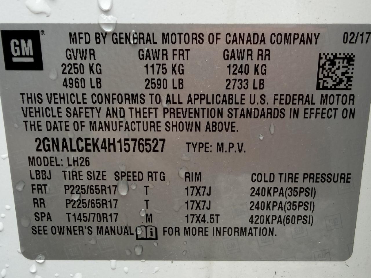 Chevrolet Equinox LT 2WD 2017