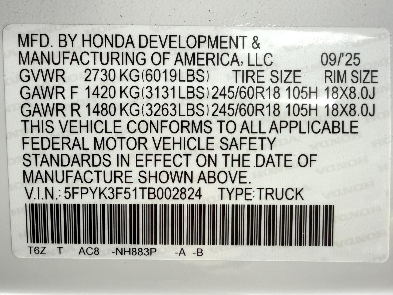 Honda Ridgeline RTL 2026
