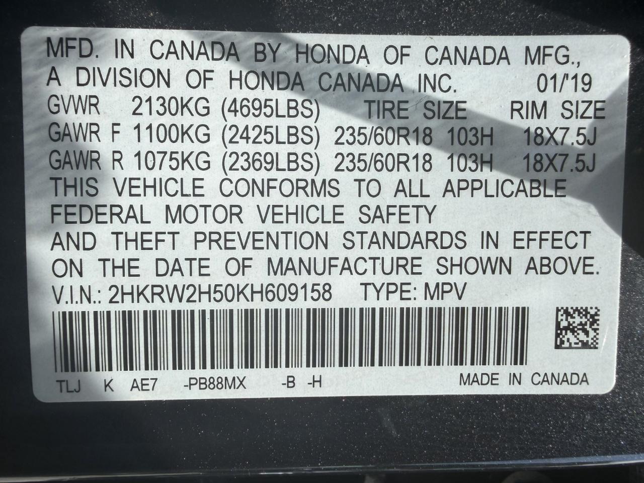 Honda CR-V EX AWD 2019