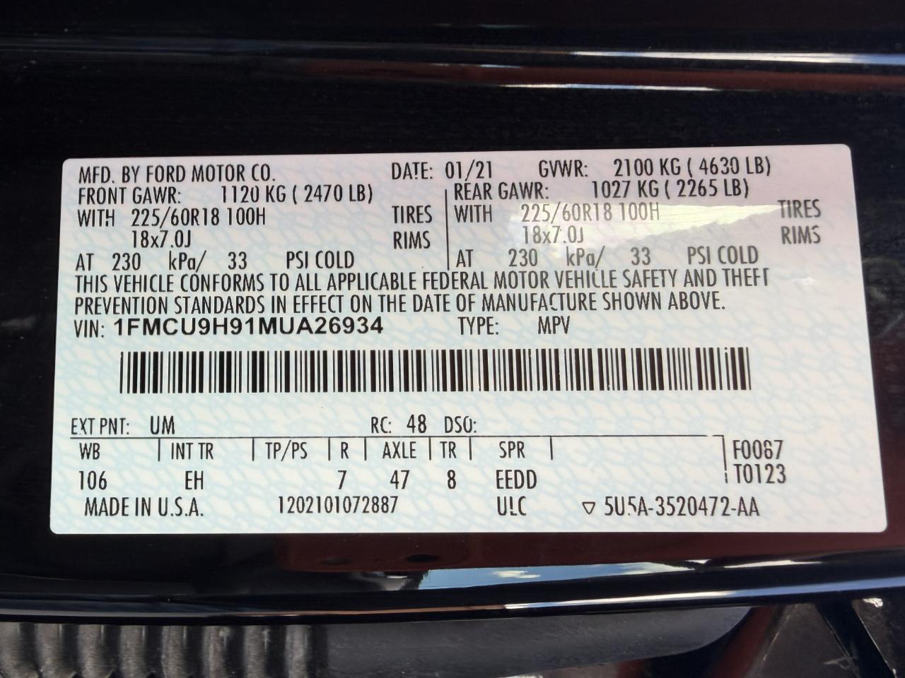 Ford Escape SEL 2.0L AWD 2021
