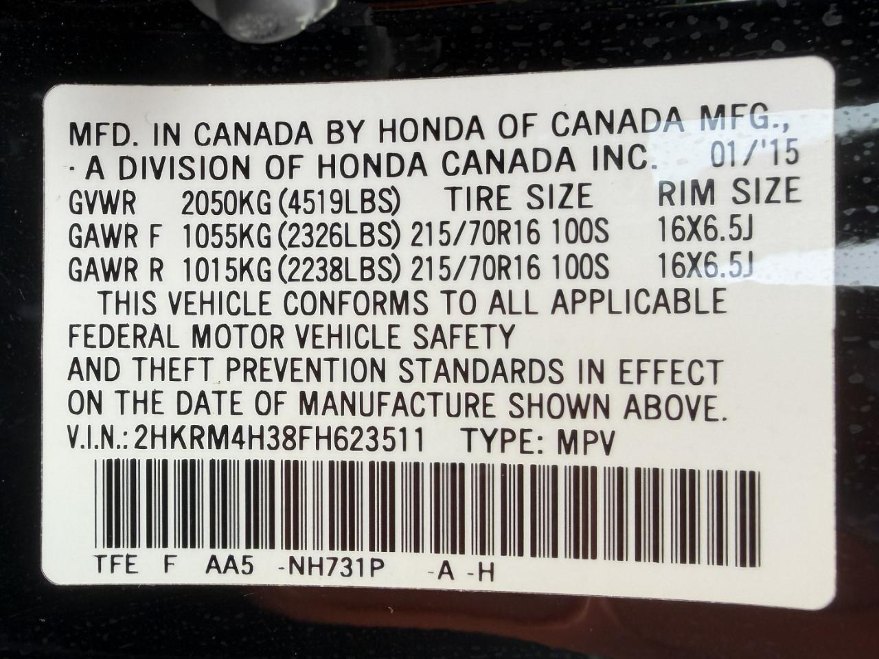 Honda CR-V LX 4WD 2015