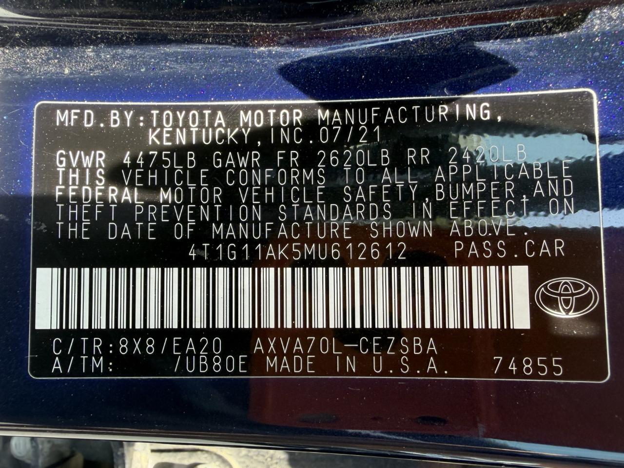 Toyota Camry SE 2021