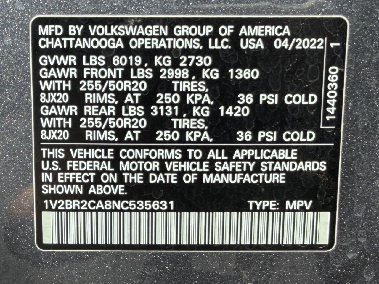 Volkswagen Atlas V6 SEL 4MOTION 2022